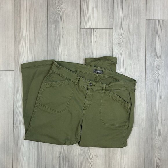 Torrid Pants Womens 18 Plus Olive Green Crop Aviator Skinny Twill High Olivine - Picture 1 of 12